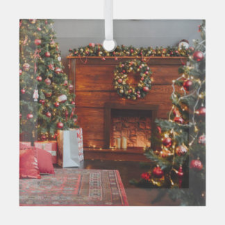Merry Christmas Glass Tree Decoration