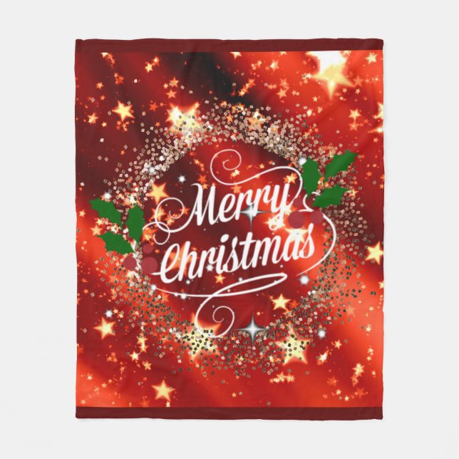 Merry Christmas, glisten and sparkle Fleece Blanket (Front)