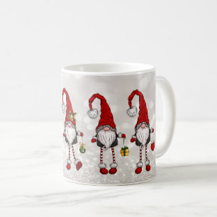 Merry Christmas,Glitter Bokeh Red Gnomes   Coffee Mug