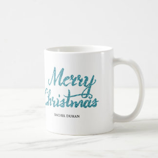 Merry Christmas glitter brush script mug