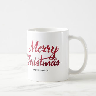 Merry Christmas glitter brush script mug