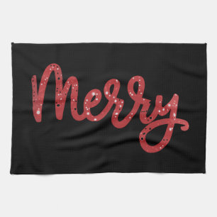 Merry Christmas Glitter Holiday  Tea Towel