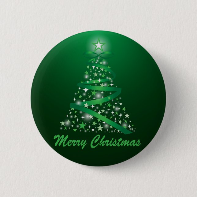 Merry Christmas Glow Tree 6 Cm Round Badge (Front)