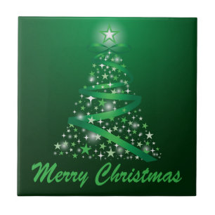 Merry Christmas Glow Tree Ceramic Tile