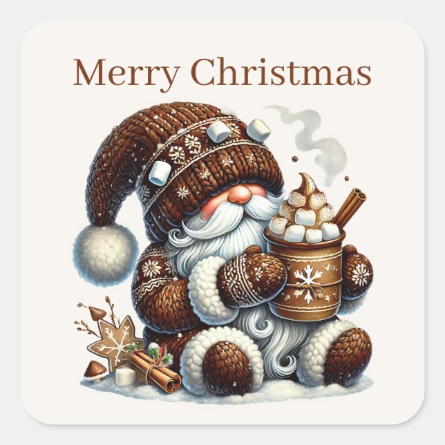 Merry Christmas gnome add text  Square Sticker (Front)