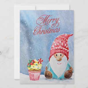 Merry Christmas Gnome and Christmas Cupcake  Card