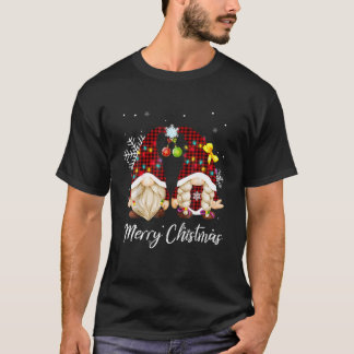 Merry Christmas Gnome Buffalo Plaid Red Funny Fami T-Shirt