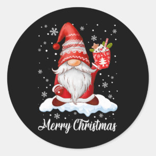Merry Christmas Gnome Coffee Family Matching Classic Round Sticker