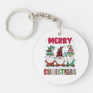Merry Christmas Gnome Family Funny Xmas Tree Key Ring