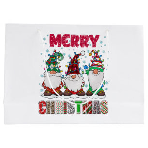 Merry Christmas Gnome Family Funny Xmas Tree Large Gift Bag