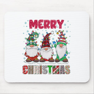 Merry Christmas Gnome Family Funny Xmas Tree Mouse Pad
