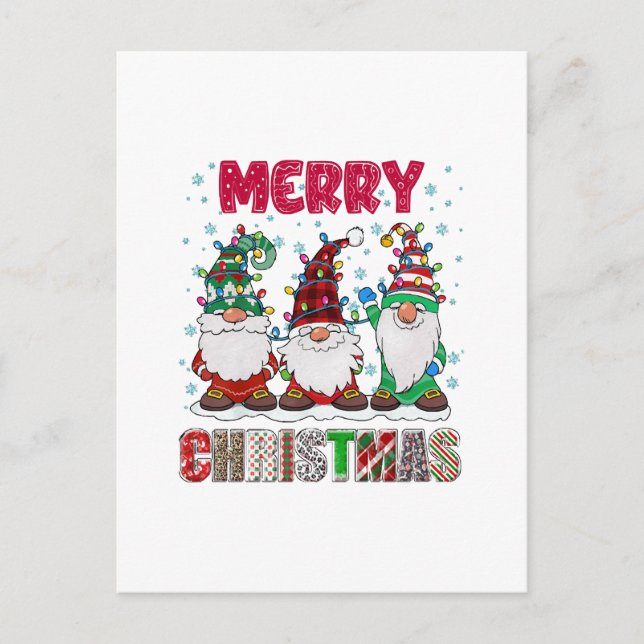 Merry Christmas Gnome Family Funny Xmas Tree Postcard (Front)