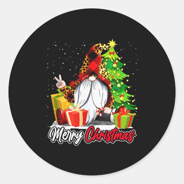 Merry Christmas Gnome Family Matching Pajama Xmas  Classic Round Sticker (Front)