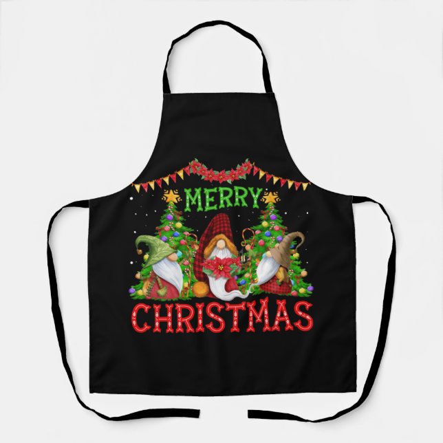 Merry Christmas Gnome Family Xmas Apron (Front)