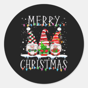 Merry Christmas Gnome Funny Family Xmas Kids Adult Classic Round Sticker