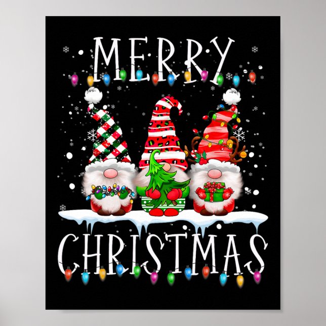 Merry Christmas Gnome Funny Family Xmas Kids Adult Poster (Front)