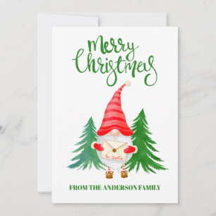 Merry Christmas Gnome Greeting Holidays Cards