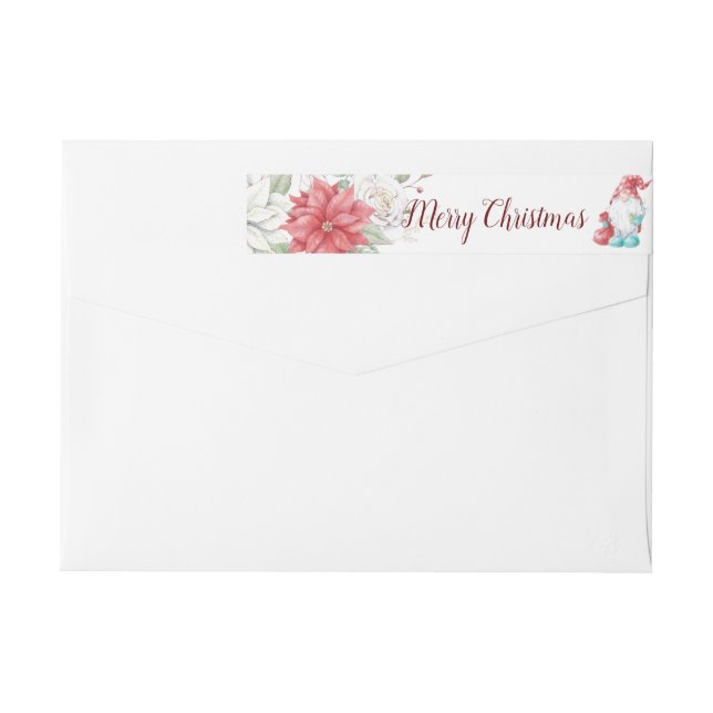 Merry Christmas Gnome Holiday Elegant Foliage Wrap Around Label (Back)