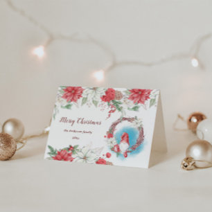Merry Christmas Gnome Holiday Floral Folded Card