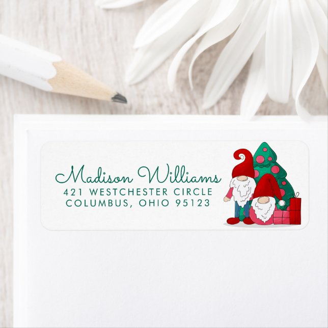 Merry Christmas Gnome Label Return Address Label (Insitu)