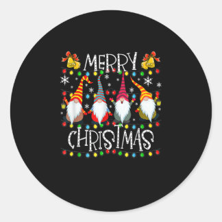 Merry Christmas Gnome Matching Family Party Pajama Classic Round Sticker