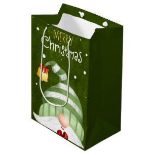 Merry Christmas Gnome Medium Gift Bag