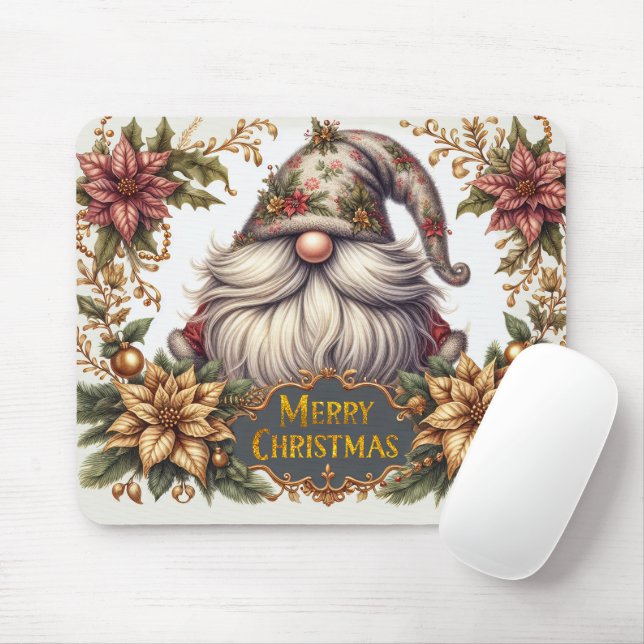 Merry Christmas Gnome Mouse Pad (With Mouse)