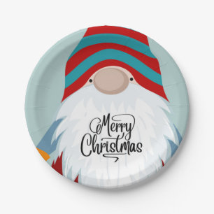 Merry Christmas Gnome Paper Plate