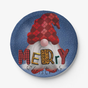 Merry Christmas Gnome Paper Plate
