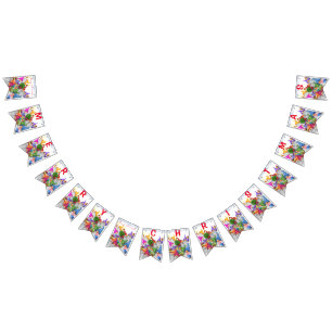 Merry Christmas Gnome Party Cartoon Drawing Funny Bunting