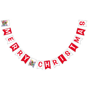 Merry Christmas Gnome Party Cartoon Drawing Funny Bunting