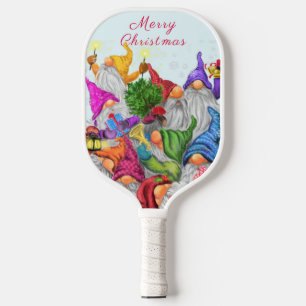 Merry Christmas Gnome Party Pickleball Paddle