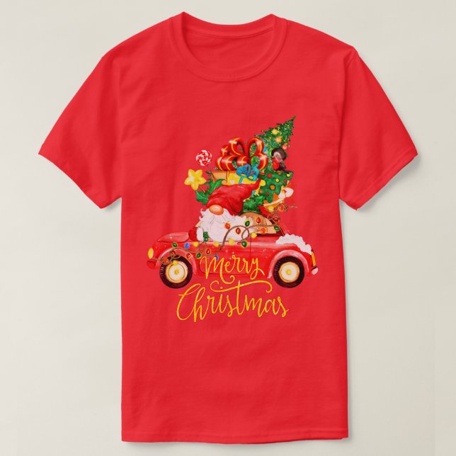 Merry christmas Gnome red car T-Shirt (Design Front)