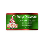 Merry Christmas Gnome Red Green Metallic Address Label<br><div class="desc">Add a festive touch to your holiday mailings with these cute gnome return address labels. The design features a gnome dressed in red and white striped hat holding a sign that says "Ho! Ho! Ho!" Above your personalised address it reads "Merry Christmas!" on a shiny faux metallic green and red...</div>