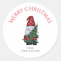 Merry Christmas Gnome With Glitter Christmas Tree