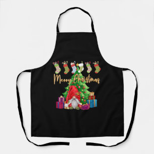 Merry Christmas gnome with his Christmas tree and  Apron