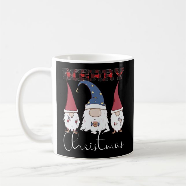 Merry Christmas - Gnomes Coffee Lover Red Plaid Ch Coffee Mug (Left)