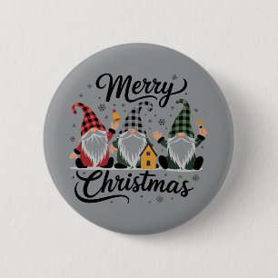 Merry Christmas Gnomes Cute Xmas Holiday Tree 6 Cm Round Badge