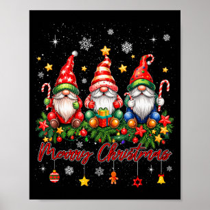 Merry Christmas Gnomes Family Candy Cane Holiday X Poster