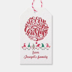 Merry christmas gnomes gift tags
