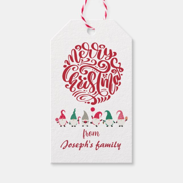 Merry christmas gnomes  gift tags (Front)