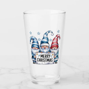 Merry Christmas Gnomes Glass
