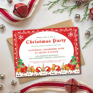 Merry Christmas Gnomes Holiday Party Invitation