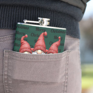 Merry Christmas Gnomes in Truck Hip Flask