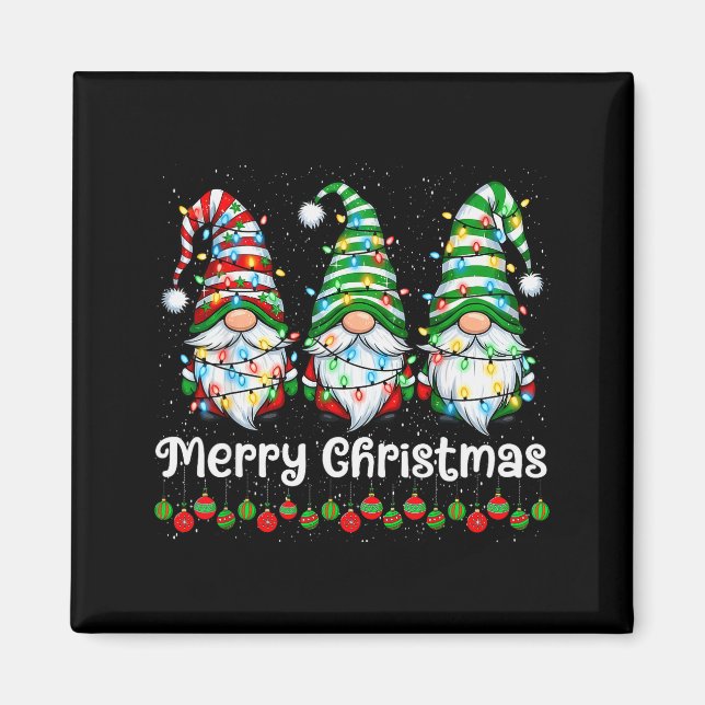 Merry Christmas Gnomes Light Family Gnome Xmas Mat Magnet (Front)