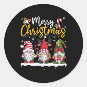 Merry Christmas Gnomes Lover Xmas Family Men Women Classic Round Sticker