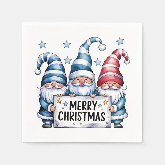 Merry Christmas Gnomes Napkin (Front)
