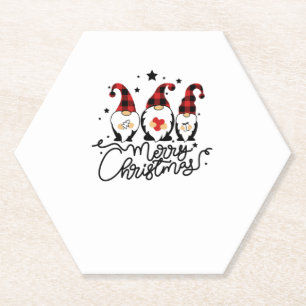 merry christmas gnomes   paper coaster