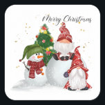 Merry Christmas Gnomes Snowmen Square Sticker<br><div class="desc">Merry Christmas Gnomes Snowmen Christmas stickers/envelope seals</div>