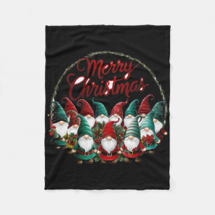 Merry Christmas Gnomes T Shirt Fleece Blanket